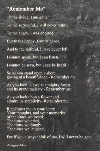 Remember Me Poem Full Text Added